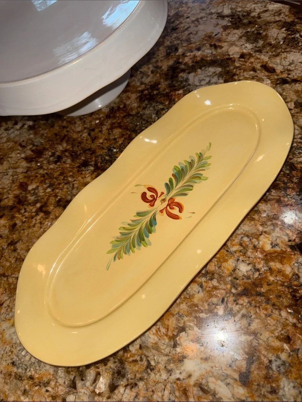 Gail Pittman Vintage Decorative Serving Platter with Hand-Painted Floral Accent